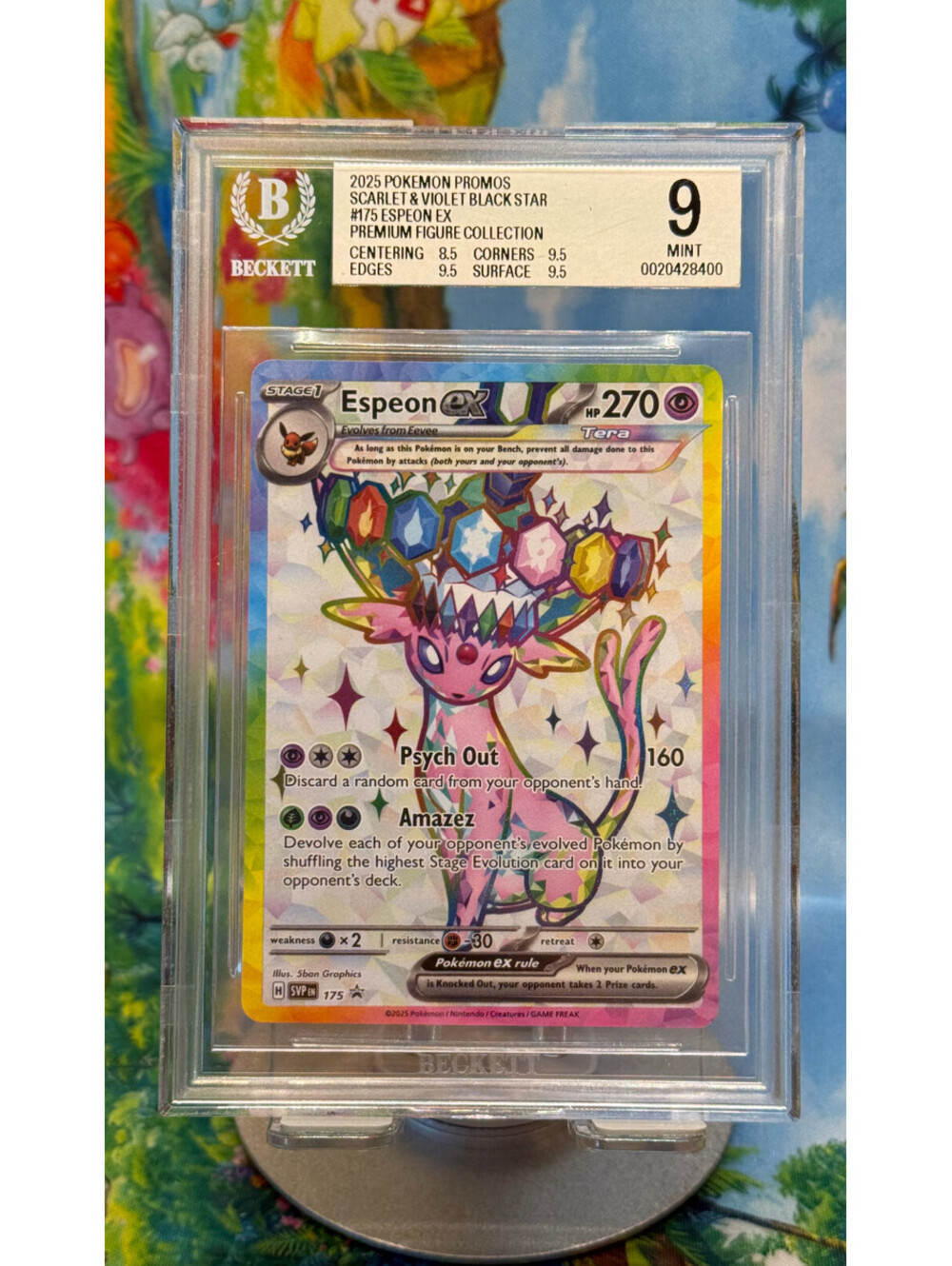 Espeon ex SVP 175 Scarlet & Violet Black Star Promo 2025 BGS 9